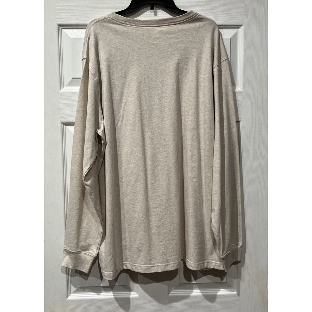 Lands' End Super-T Shirt Mens Size XXL 50-52 Beige Cotton Long Sleeve Crew Neck - Picture 2 of 9